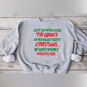 Grinch Never Hated Christmas Crewneck - gray
